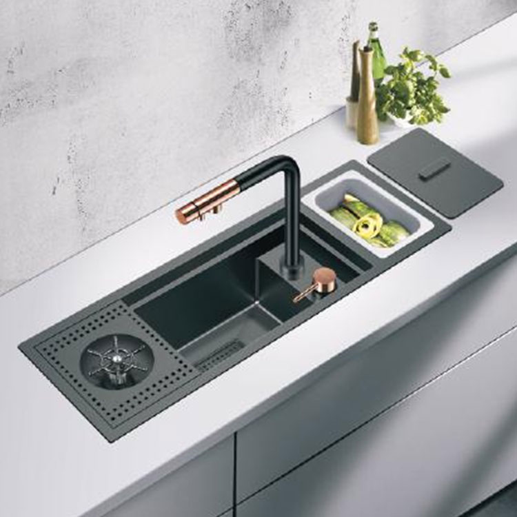 Rinser Kaca Gunmetal Otomatis untuk Wastafel dan Batang Wastafel Berlapis Nano